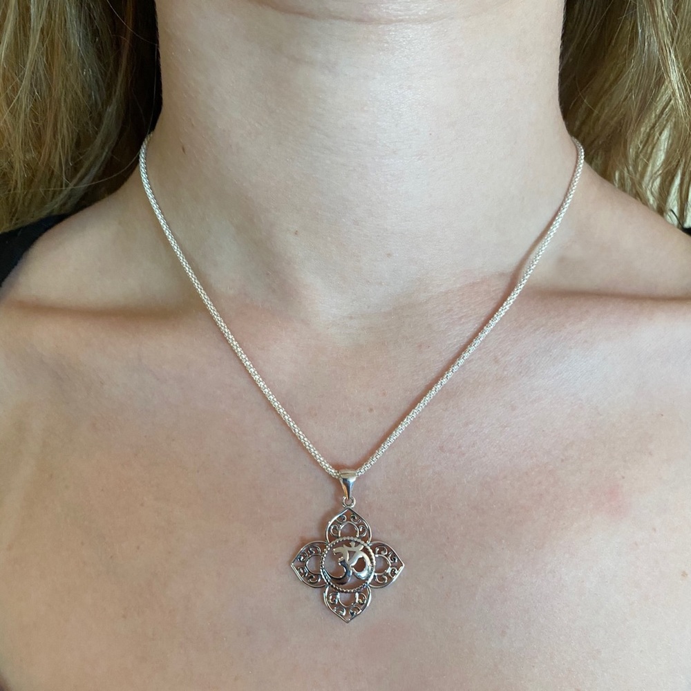 Sterling Silver Om Necklace - Picture 5 of 15